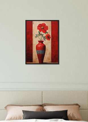 Prachtige poster met rode bloemen