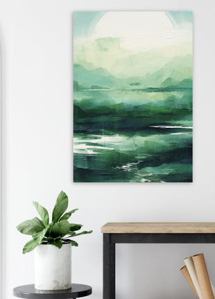 Green abstract sunrise landscape poster (part 2 of 3)