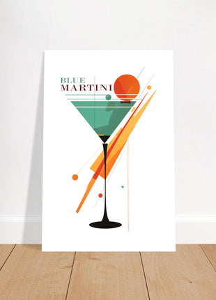 Affiche vintage de cocktail Blue Martini