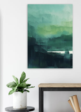 Green abstract sunrise landscape poster (part 1 of 3)