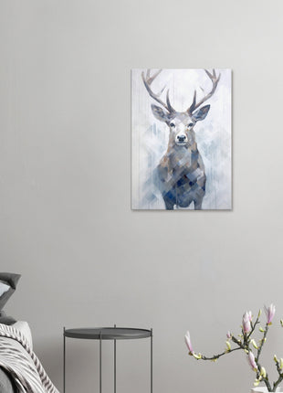 Deer in the mist with geometric blend poster