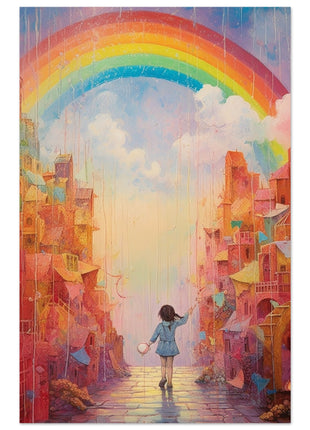 Rainbow city kids room poster