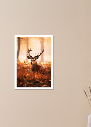 Cerf en bois d'automne Poster