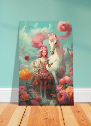 Fille avec son affiche licorne