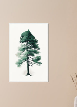 Minimalist tree on white background poster