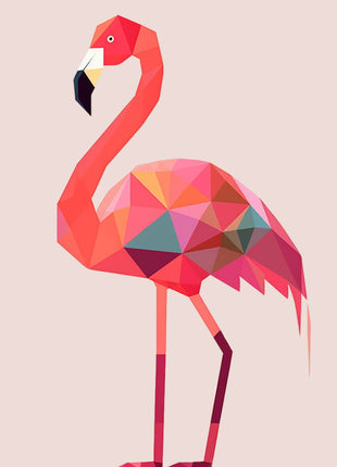 Geometric Flamingo retro poster