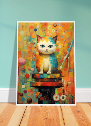 Colorful Abstract Cat Art Print