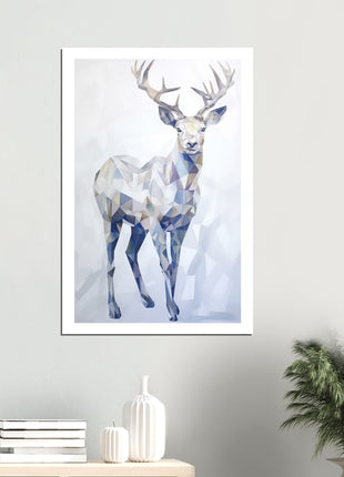 Geometric white deer poster