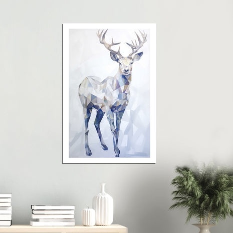 Geometric white deer poster