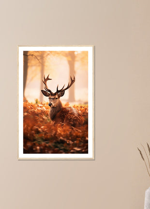 Cerf en bois d'automne Poster