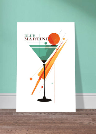 Affiche vintage de cocktail Blue Martini