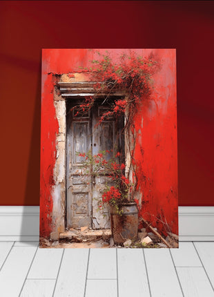 Red rustic entrance poster