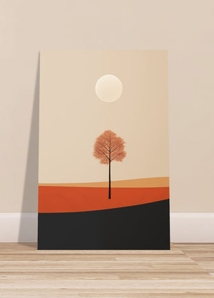 Cartel de paisaje de sol de otoño.