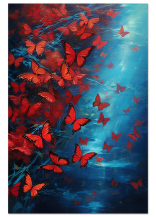 Affiche papillon rouge et bleu