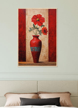 Precioso cartel de flores rojas.