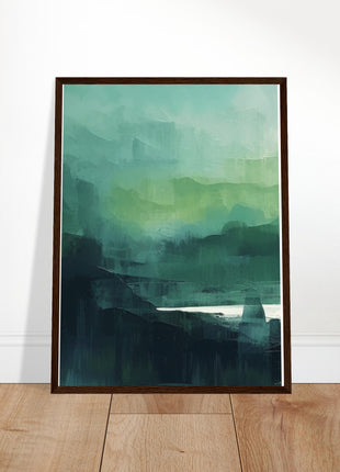 Green abstract sunrise landscape poster (part 1 of 3)