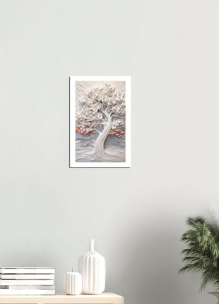 Sculpted Serenity: Majestic 3D White Tree Poster