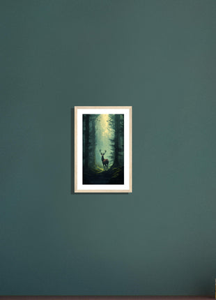 Deer in the woods poster