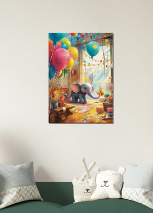 Elephant in playroom kids poster