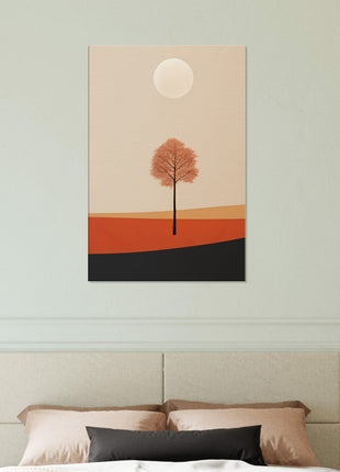 Cartel de paisaje de sol de otoño.