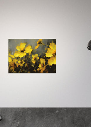 Yellow spring flowers on darker background poster