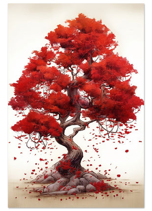 Red tree drawing poster