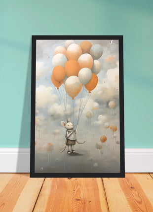 Mouse with balloons kids room poster