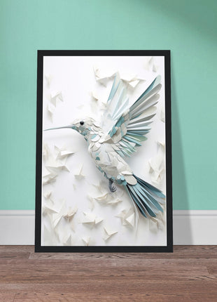 Geometric hummingbird poster