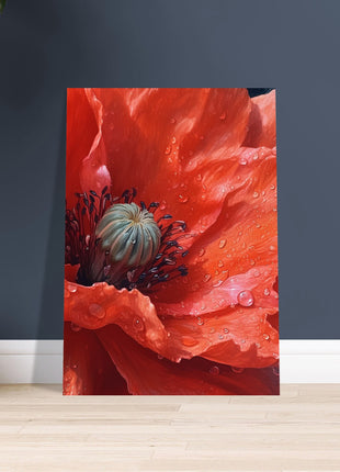 Close up red poppy flower poster