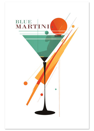 Affiche vintage de cocktail Blue Martini