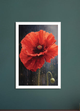 Poppy in the rain poster