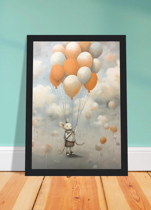 Mouse with balloons kids room poster