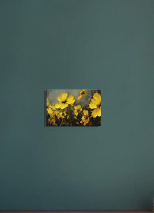 Yellow spring flowers on darker background poster