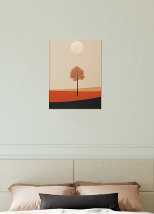 Cartel de paisaje de sol de otoño.