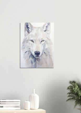 White wolf geometric poster