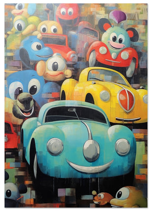 Cartel de coches divertidos para niños.