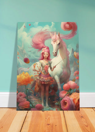 Póster Niña con su unicornio.