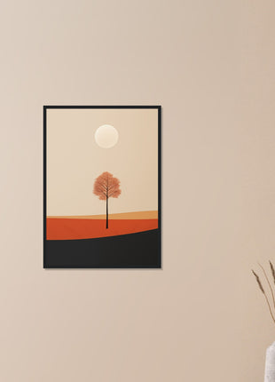 Cartel de paisaje de sol de otoño.