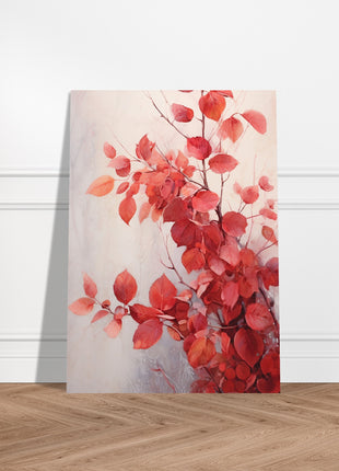 Red leaves in the mist poster