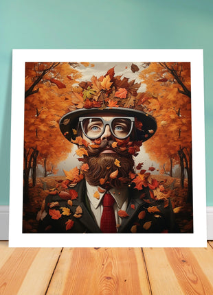 Man and leaves - Fall poster