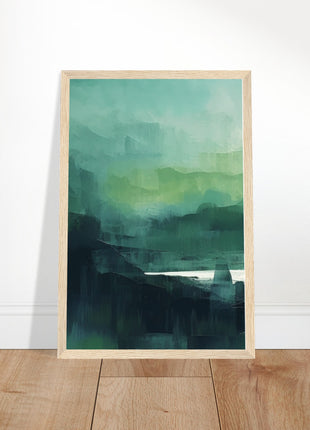 Green abstract sunrise landscape poster (part 1 of 3)