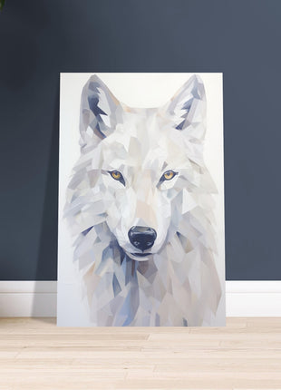 White wolf geometric poster