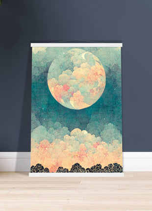 Moon with orange hue poster