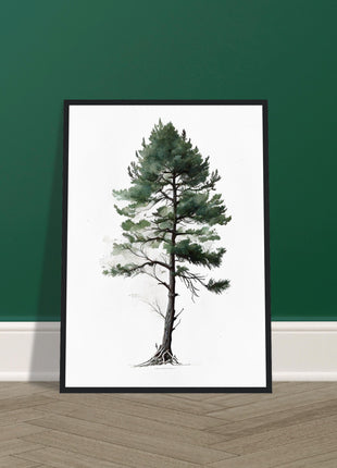 Minimalist serene pine tree poster