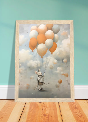 Mouse with balloons kids room poster