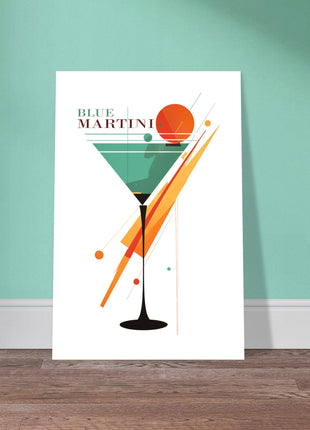 Affiche vintage de cocktail Blue Martini