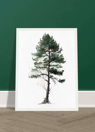 Minimalist serene pine tree poster