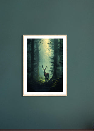 Deer in the woods poster