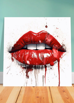 Red painted lips poster