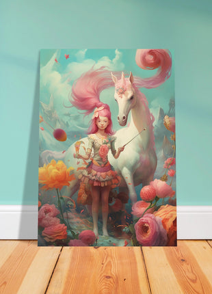 Fille avec son affiche licorne